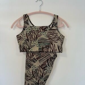 Animal Print Crop Top and Leggings Set